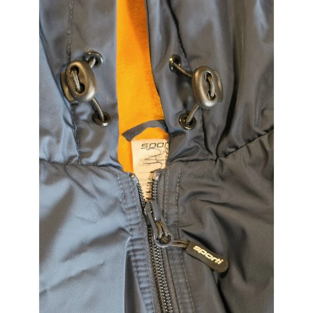 Sporti Youth Large Fleece Lined Swim Parka Navy Blue Hooded Water Resistant Long